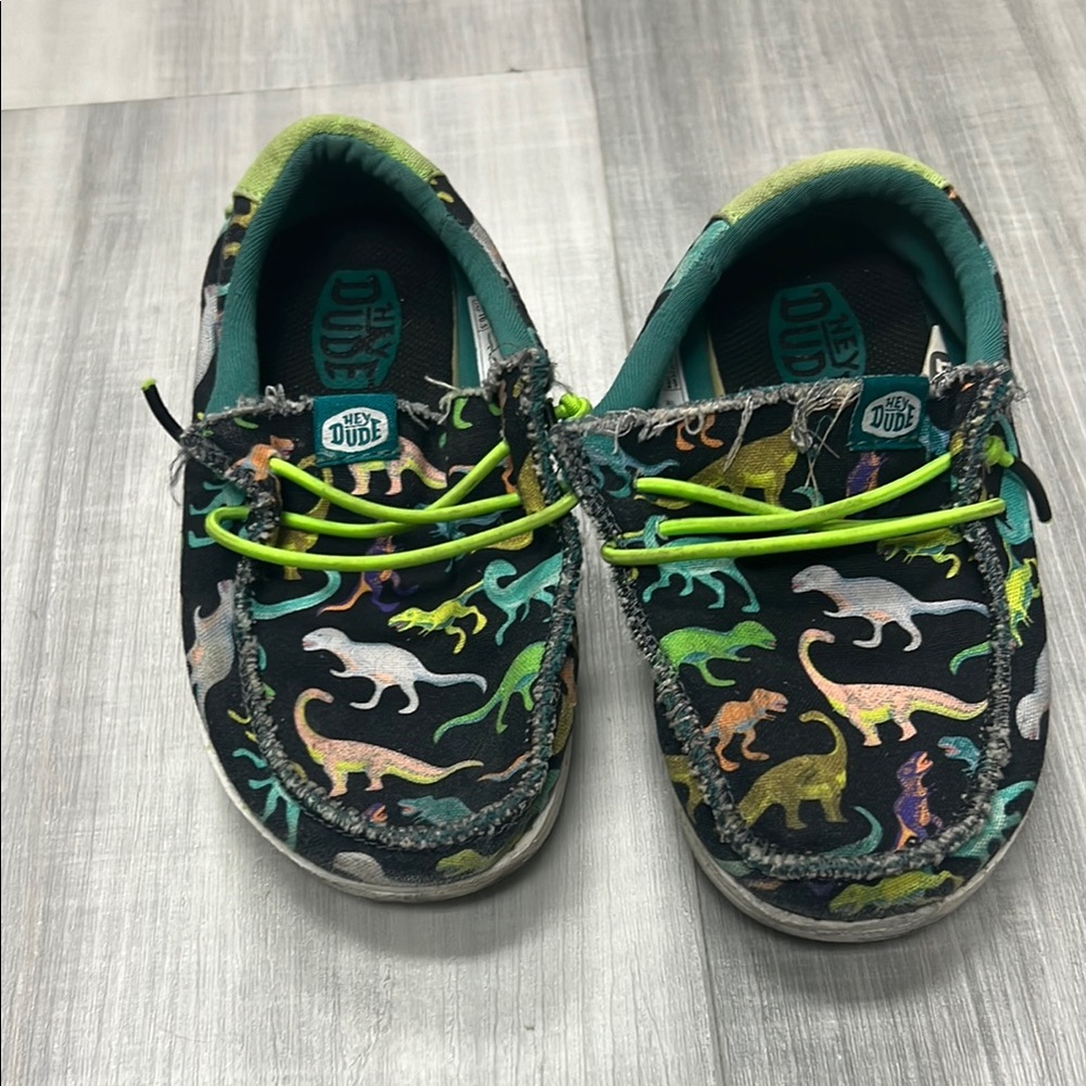 Hey Dude Kids Dinosaur Print Shoes - Black and Green